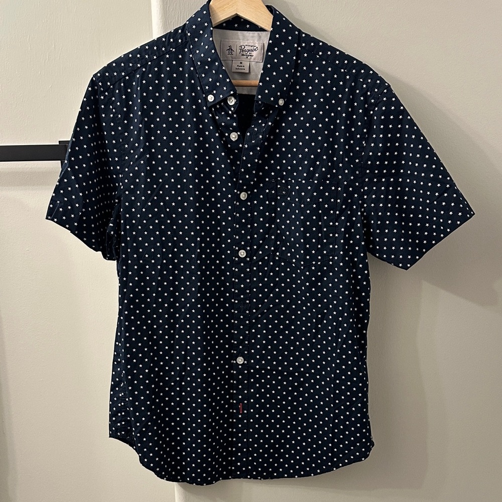 Original Penguin Navy and White Star pattern Shirt